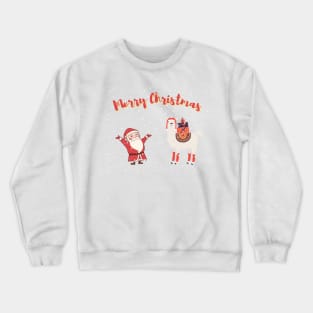 Merry Christmas with Santa and cute alpaca Crewneck Sweatshirt